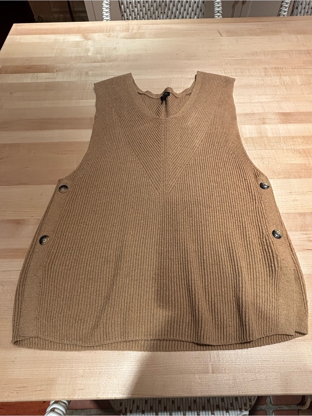 Talbots Sleeveless Rib-Knit Tunic Tank in Camel